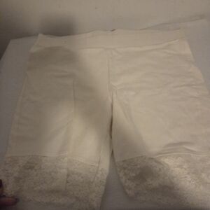 Elegant Cream Lace Trim Bike Shorts